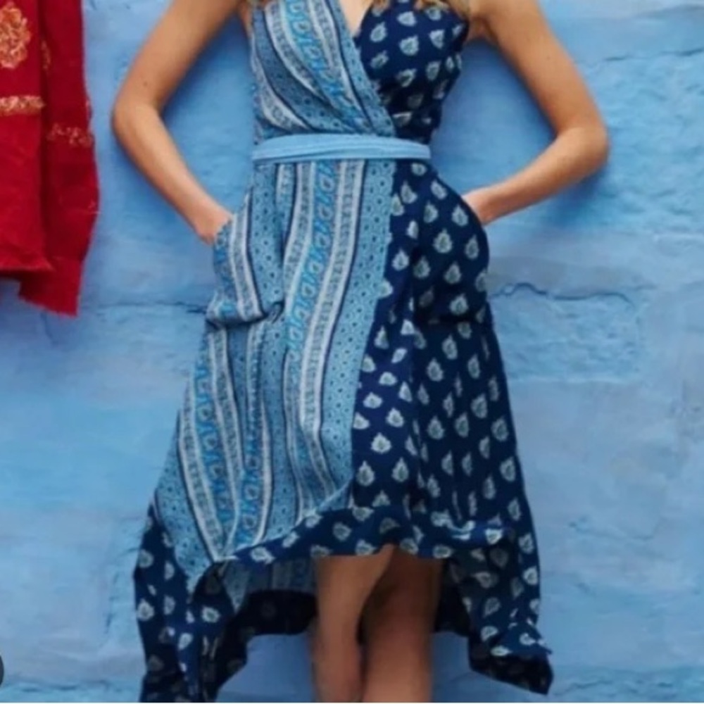 Anthropologie Maeve Blue Paisley Dress